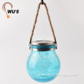 ECO-Friendly 1W solar crackle glass ball lights colorful glass hanging lamp